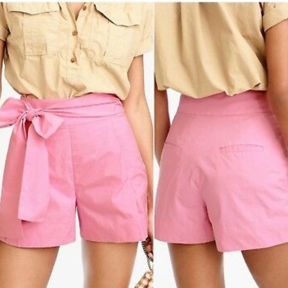 SUPER CUTE jcrew women’s pink tie waist short - Picture 1 of 4